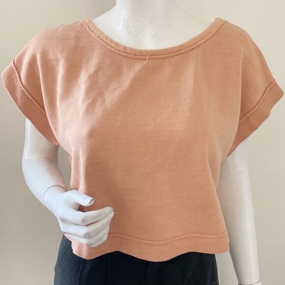 Anthropologie Brand Daily Practice Orange Crop Tank Top Cap Sleeves & Open Back - Picture 1 of 7